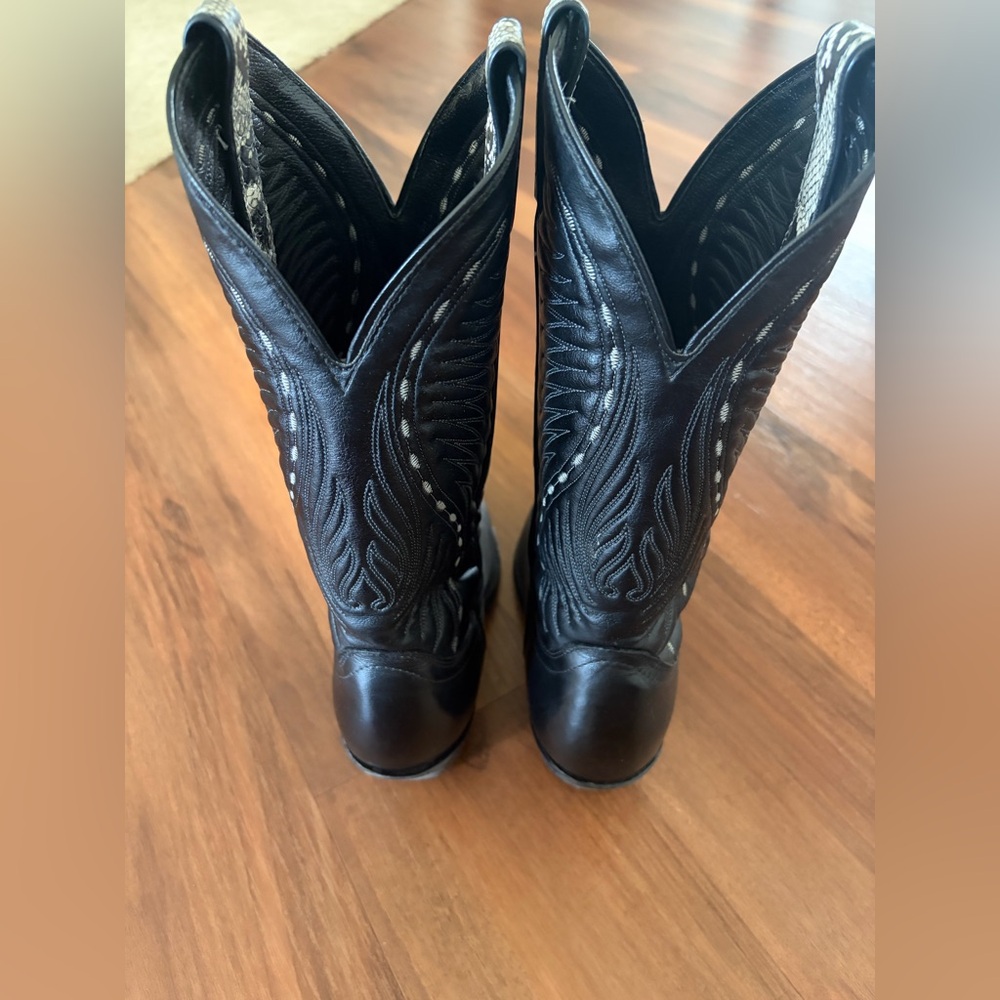 Laredo Men’s Black and Gray Leather Snakeskin Boots - Picture 3 of 7